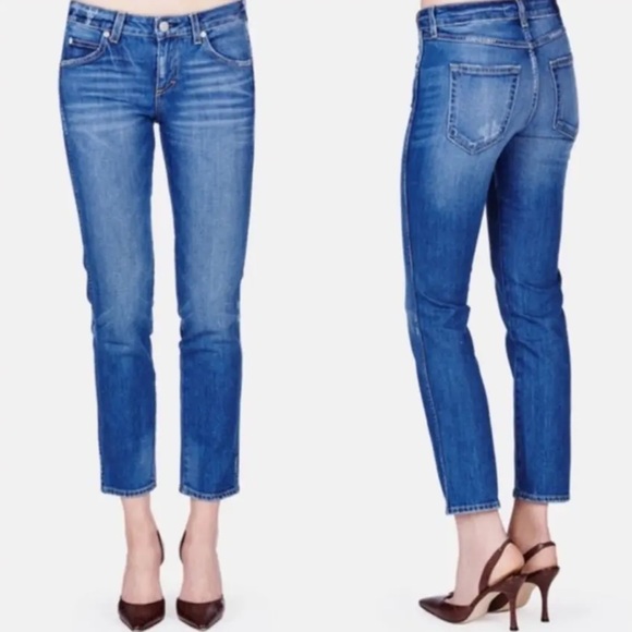 AMO Mid Rise Kate Slim Ankle Jeans in Mariner Wash Women's Size 24 - Picture 2 of 13